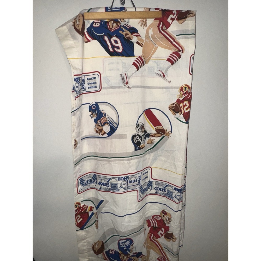 Vintage NFL CURTAIN PANELS  PAIR JC Penney Vintage Football Logos L84" x W40"